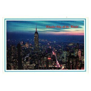 Vintage New York City Postcard Twilight South View Wonder City Of The World